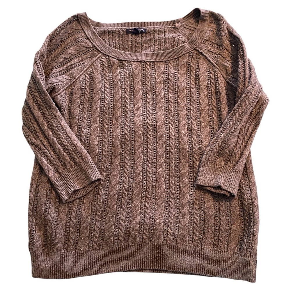 American Eagle Outfitters Gray Crew Neck Cable Knit Sweater